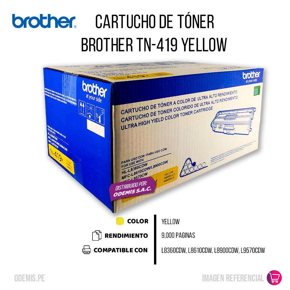 Toner Brother Tn-419Y Yellow 9K Pág. L8360CDW Original