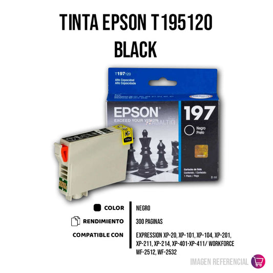 Tinta Epson T197120 Negro 8 ml XP-401, WF-2512 Original