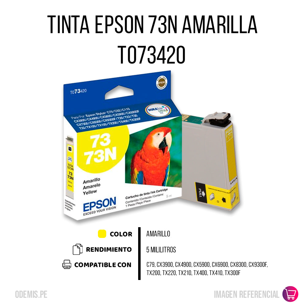 Tinta Epson 73N Yellow T073420 5ml C79, CX3900 Original