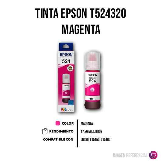 Tinta Epson T524320 Magenta 17.26ml L6580, L15150 Original
