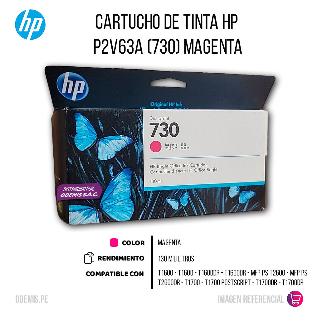 Tinta HP 730 Magenta P2V63A 130ml T1600, T1700 Original