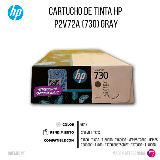 Tinta HP 730 Gray P2V72A 300ml T1600, T1600Dr Original