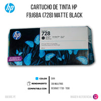 Tinta HP 728 Matte Black F9J68A 300ml T730, T830 Original