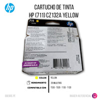 Tinta HP 711 Yellow CZ132A 29ml T120, T520 Original