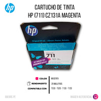 Tinta HP 711 Magenta CZ131A 29ml T530. T120 Original
