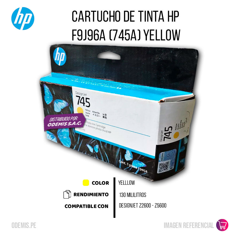 Tinta HP 745 Yellow F9J96A 130ml Z2600, Z5600 Original