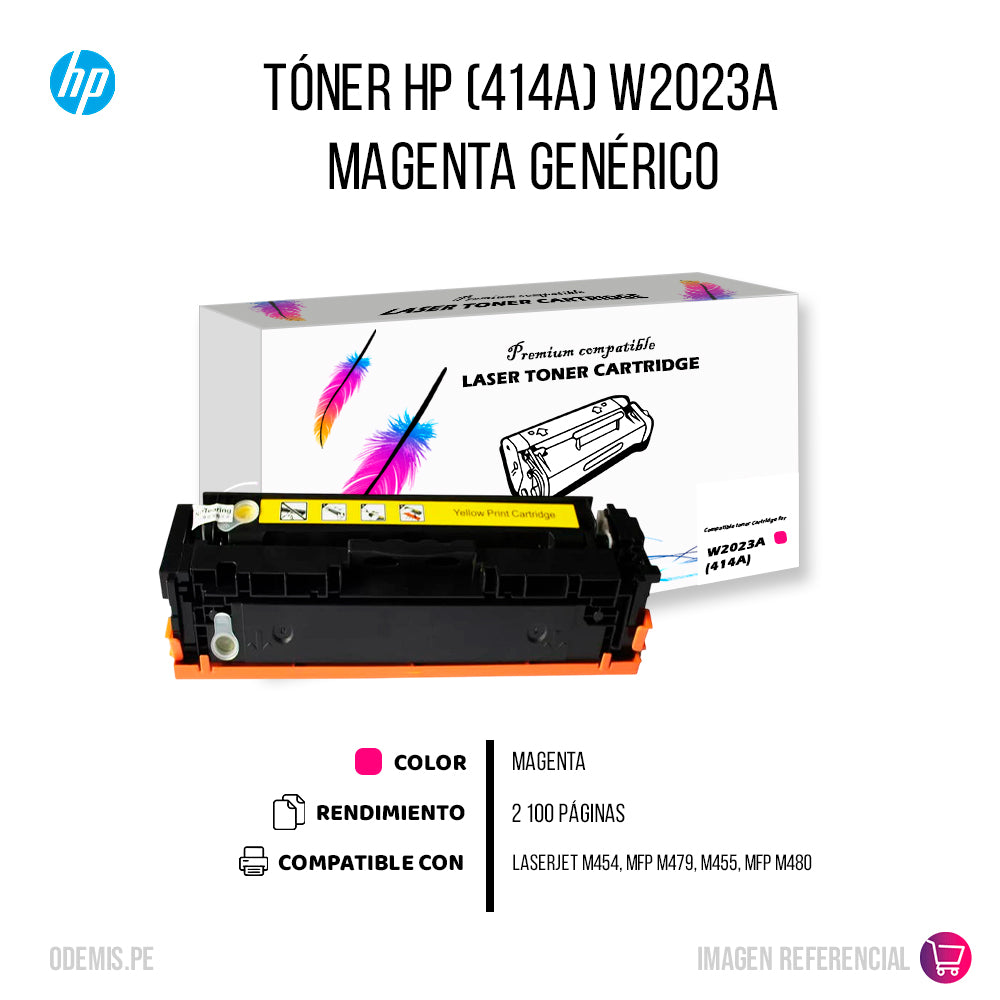 Toner HP 414A Magenta W2023A 2.1K Pág. M454 Compatible