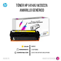 Toner HP 414A Yellow W2022A 2.1K Pág. M454 Compatible