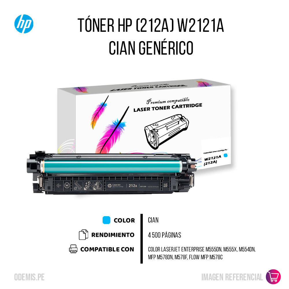 Toner Hp 212A Cyan W2121A 4,5K Pág. M555 Compatible