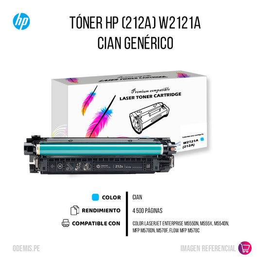 Toner Hp 212A Cyan W2121A 4,5K Pág. M555 Compatible