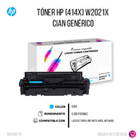 Toner HP 414X Cyan W2021X 6K Pág. M454 Compatible