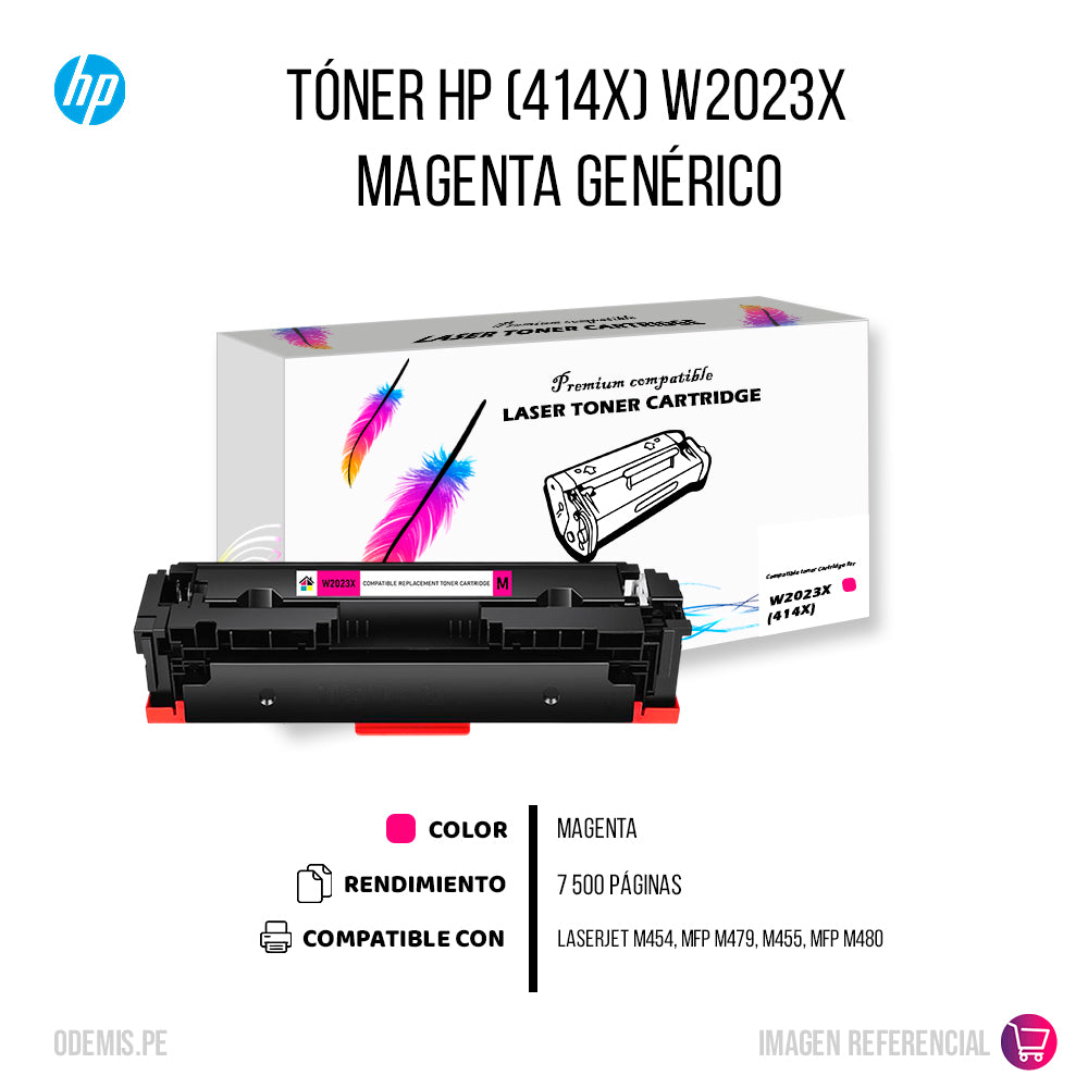 Toner HP 414X Magenta W2023X 6,000 Pág. M454 Compatible