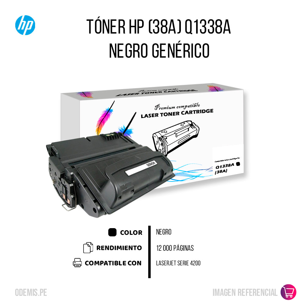 Toner HP 38A Negro Q1338A 12,000 Pág. serie 4200 Compatible
