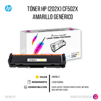 Toner HP 202X Yellow CF502X 2,500 Pág. M254 Compatible
