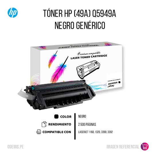 Toner HP 49A Negro Q5949A 25,000 Pág. 1160 Compatible
