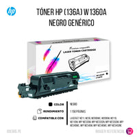 Toner HP 136A Black W1360A 1,15k Pág. con Chip Compatible
