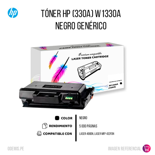 Toner HP 330A Black W1330A 5k Pág. 408DN con Chip Compatible