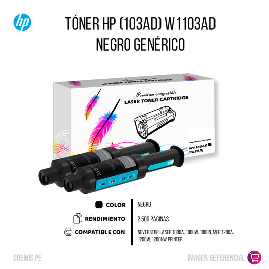 Toner HP 103AD Negro W1103AD Dual pack 2.5K Pág Compatible