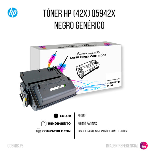 Toner HP 42X Negro Q5942X 20,000 Pág. 4250 Compatible