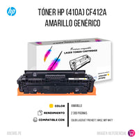 Toner HP 410A Yellow CF412A 2,300 Pág. M452nw Compatible