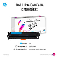 Toner HP 410A Cyan CF411A 2,300 Pág. M452 Compatible