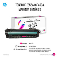 Toner HP 655A Magenta CF453A 10,500 Pág. M652 Compatible
