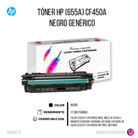 Toner HP 655A Negro CF450A 12,500 Pág. M652 Compatible