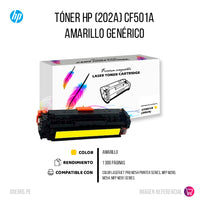 Toner HP 202A Yellow CF502A 1,300 Pág. M254 Compatible