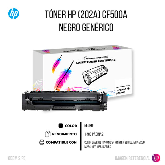 Toner HP 202A Negro CF500A 1,400 Pág. M254 Compatible