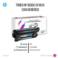 Toner HP 656X Cyan CF461X 22,000 Pág. M652 Compatible