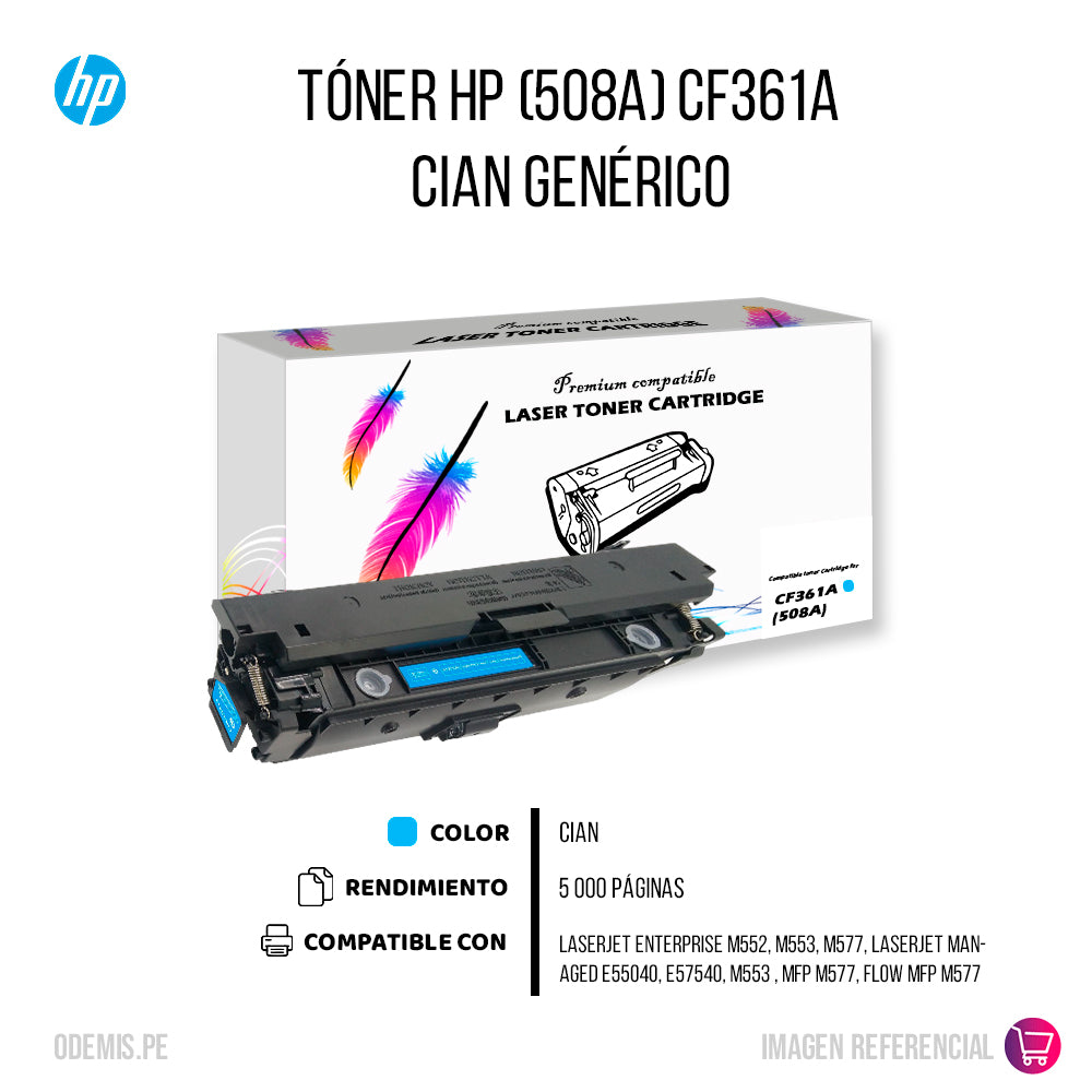 Toner HP 508A Cyan CF361A 5,000 Pág M553 Compatible