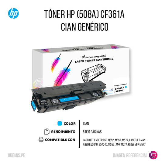 Toner HP 508A Cyan CF361A 5,000 Pág M553 Compatible