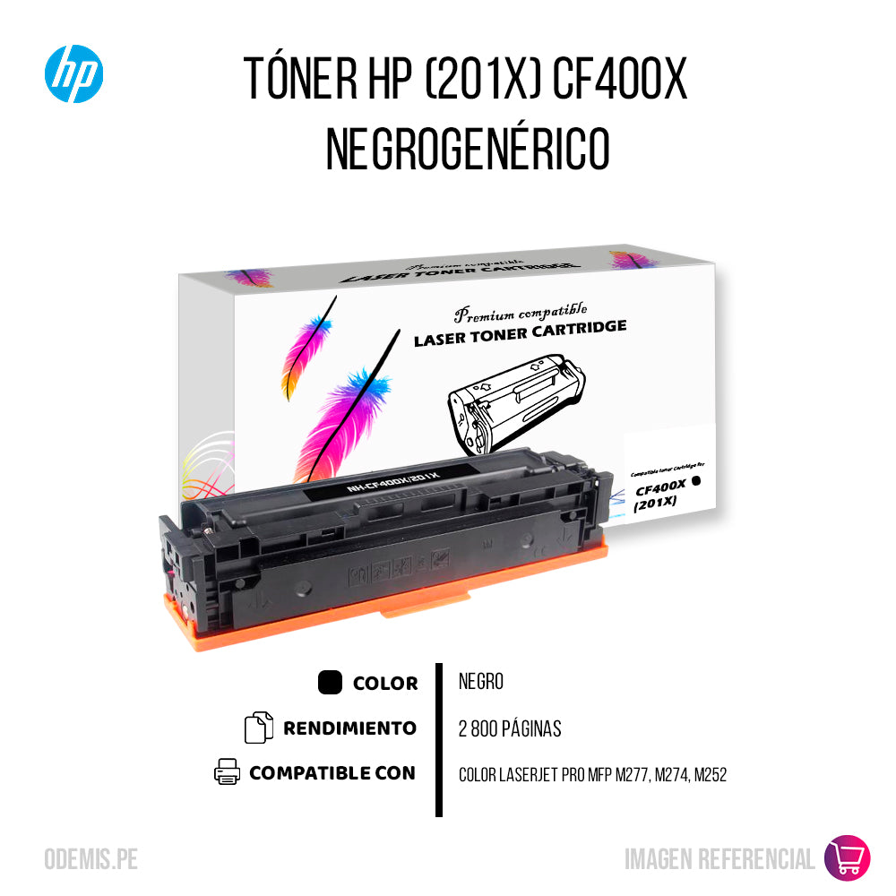 Toner HP 201X Negro CF400X 2,800 Pág M252n Compatible