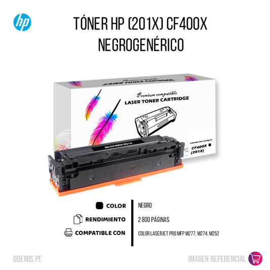 Toner HP 201X Negro CF400X 2,800 Pág M252n Compatible