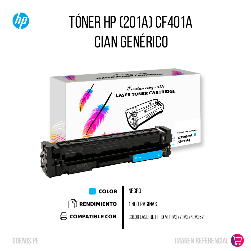 Toner HP 201A Cyan CF401A 1,400 Pág. M252DW Compatible