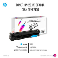 Toner HP 201A Cyan CF401A 1,400 Pág. M252DW Compatible