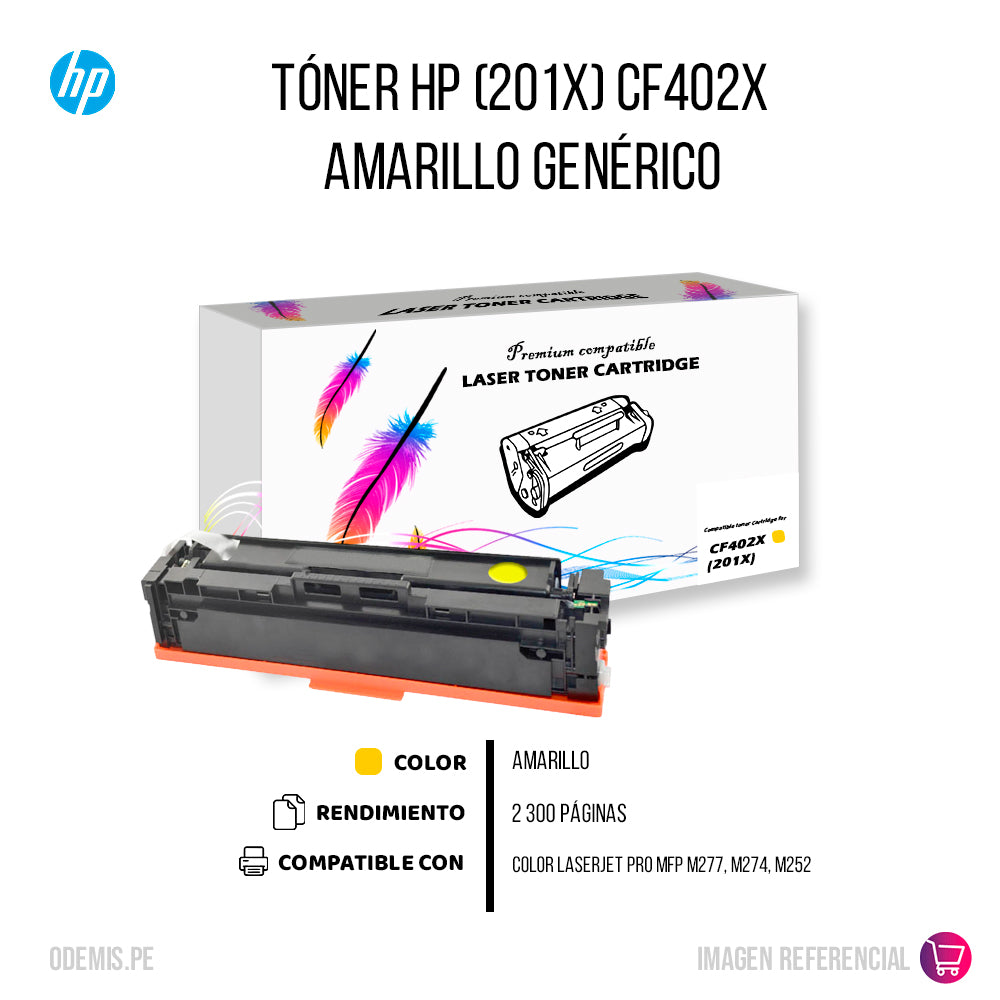 Toner HP 201X Yellow CF402X 2.3K Pág. M252n Compatible