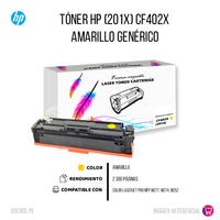Toner HP 201X Yellow CF402X 2.3K Pág. M252n Compatible