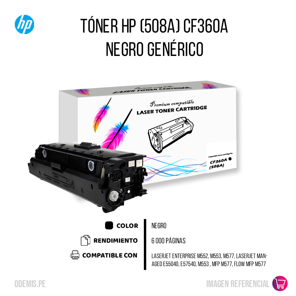 Toner HP 508A Black CF360A 6K Pág. M553 Compatible