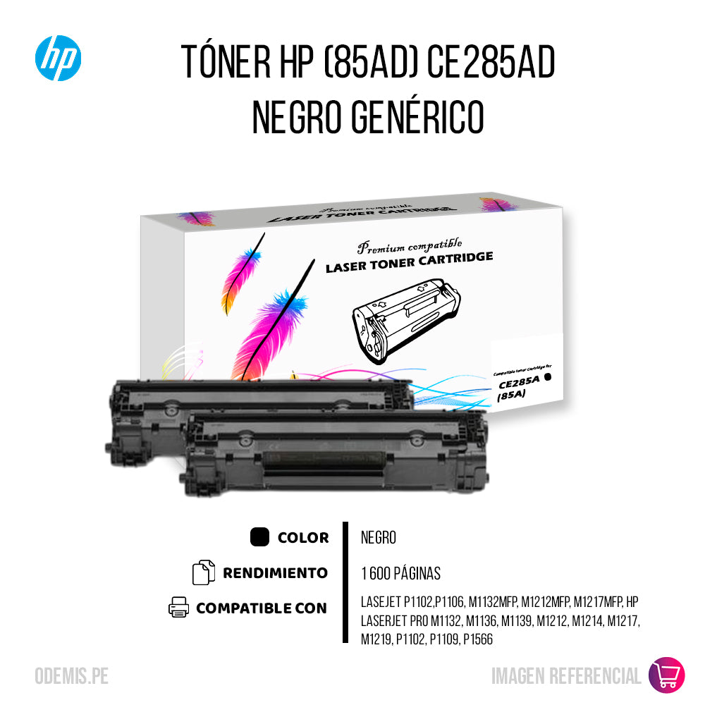 Toner HP 85AD Black CE285AD 3.2K Pág. P1102 Compatible