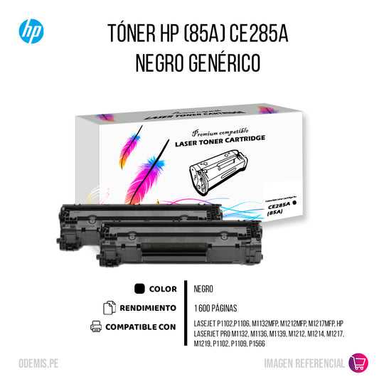 Toner HP 85A Black CE285A 1.6K Pág. P1102 Compatible
