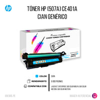 Toner HP 507A Cyan CE401A 6K Pág. M551N Compatible