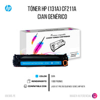 Toner HP 131A Cyan CF211A 1.6K Pág. M251 Compatible