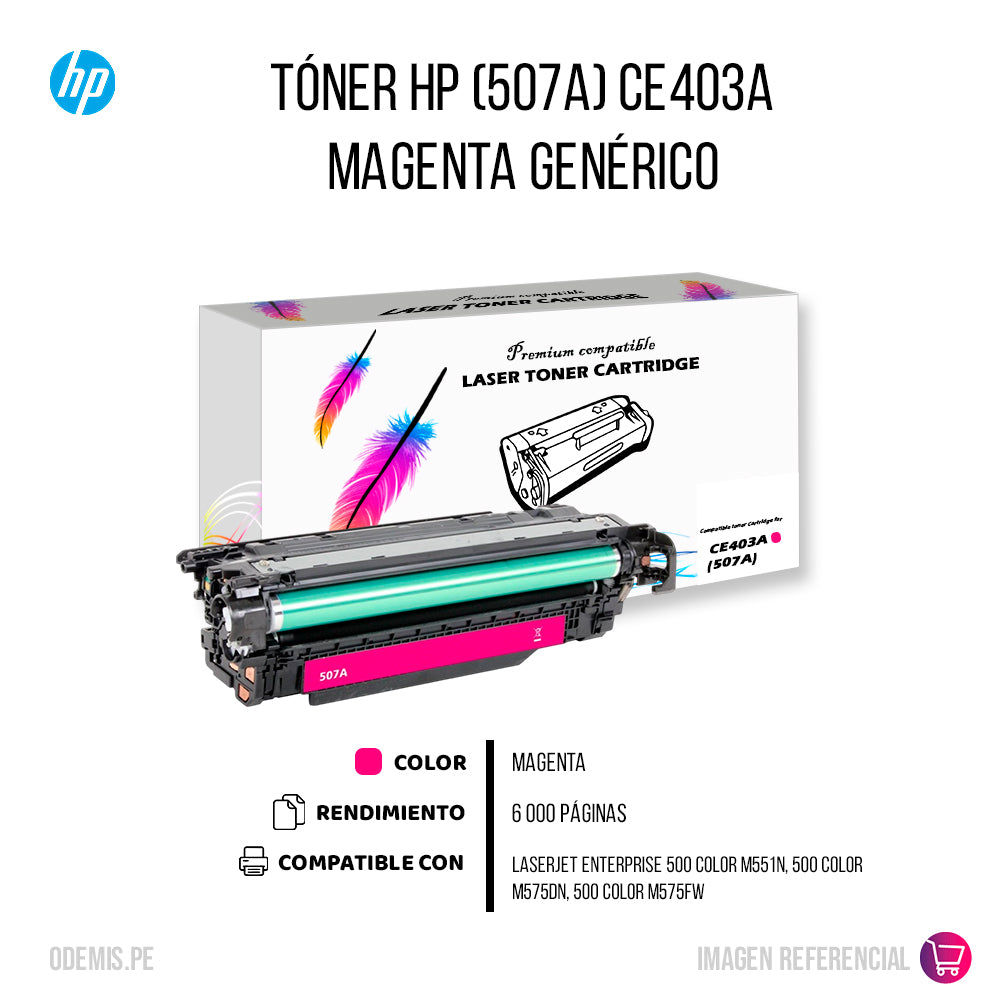 Toner HP 507A Magenta CE403A 6K Pág. M551N Compatible