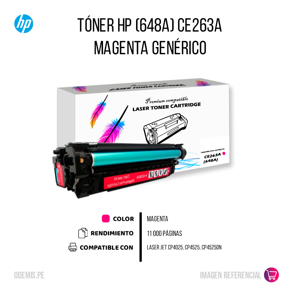 Toner HP 648A Magenta CE263A 11K Pág. CP4025 Compatible
