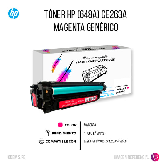 Toner HP 648A Magenta CE263A 11K Pág. CP4025 Compatible