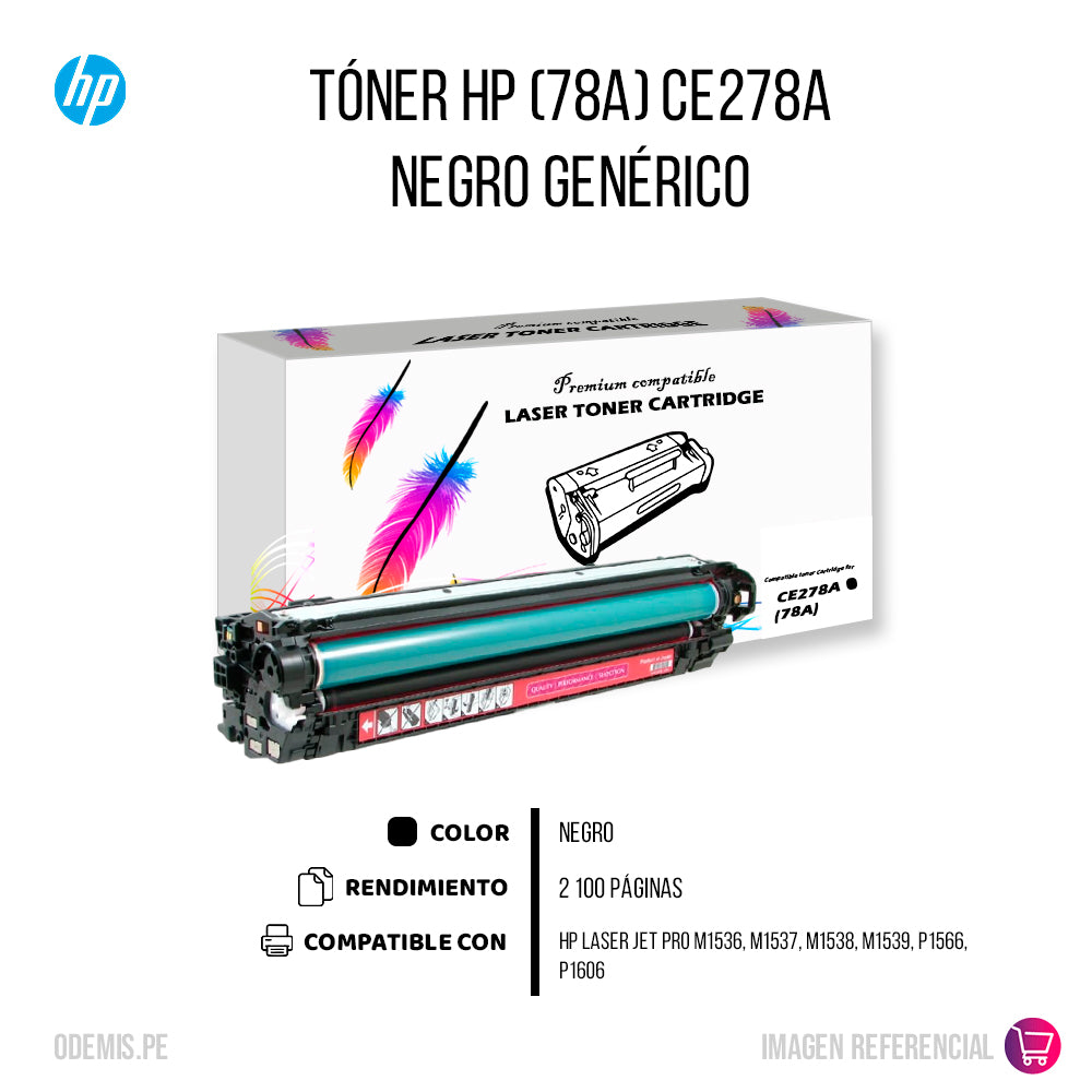 Toner HP 78A Black CE278A 2.1K Pág. P1566 Compatible