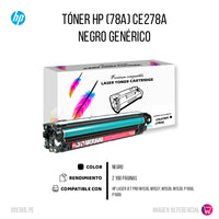Toner HP 78A Black CE278A 2.1K Pág. P1566 Compatible