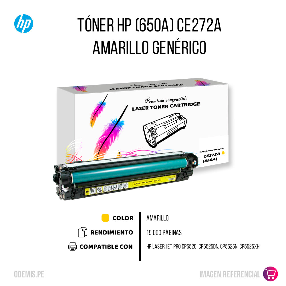 Toner HP 650A Yellow CE272A 15K Pág. CP5520 Compatible