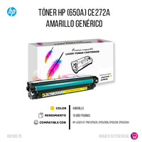 Toner HP 650A Yellow CE272A 15K Pág. CP5520 Compatible